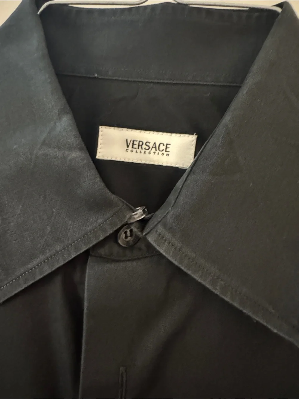 Versace Collection Black Men's Long-Sleeve Dress Shirt with Point Collar